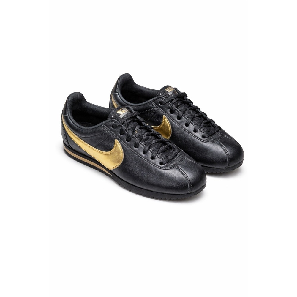 Nike Cortez Black Gold Leather Youth Size 5 Sneakers Classic Retro Shoes